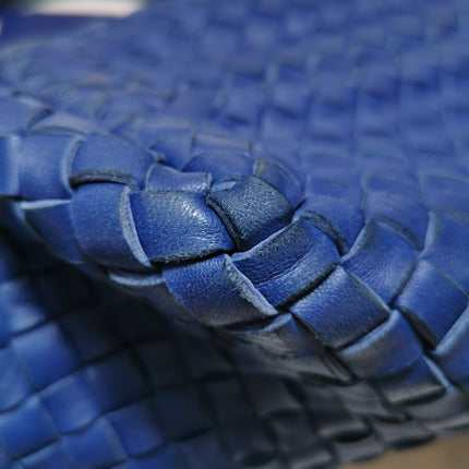 Bottega Veneta Cabat Small Intreccio Leather Tote Bag Navy Blue