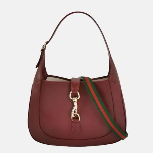 Gucci Jackie 1961 Small Ancora Red Burgundy Leather Shoulder Bag S24-Luxbags