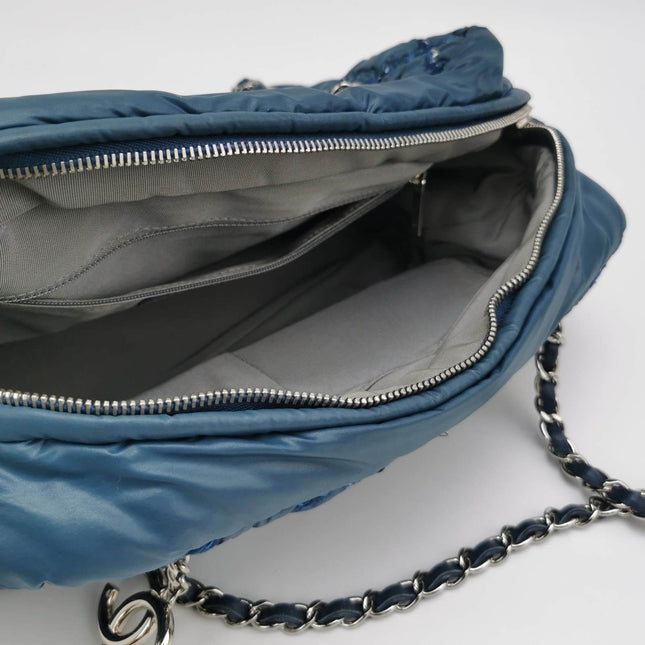 Chanel Paris-Byzance Tweed On Stitch Navy Nylon Bag