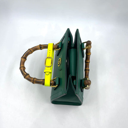 Gucci Diana Mini Green Leather Bag Bamboo Handle with Strap