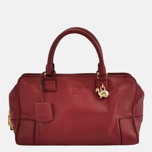 Loewe Amazona Large in Red Leather and Gold-tone Hardware-Luxbags