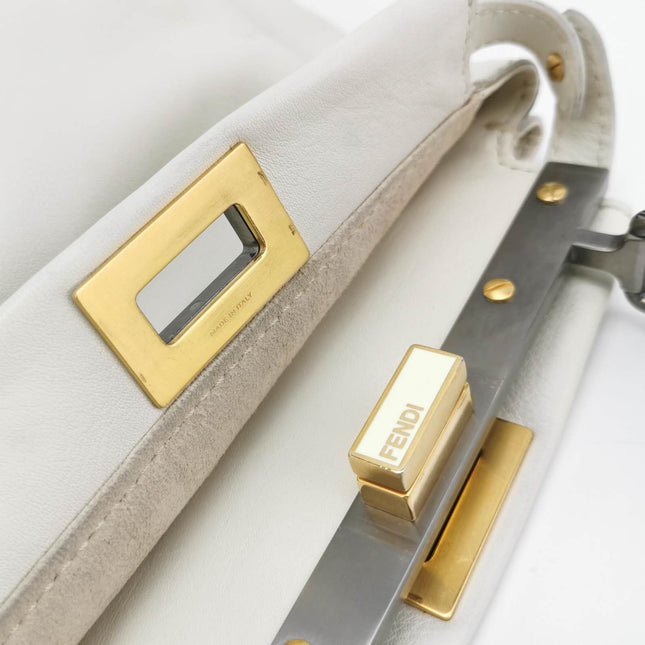 Fendi Peekaboo Mini White Leather Corssbody Bag