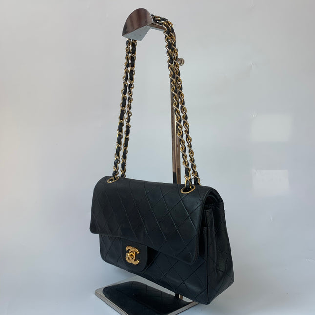 Chanel Classic Flap Vintage Black Lambskin Leather with 24k Gold Hardware, 1989-1991