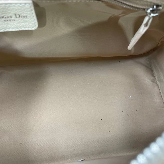 Dior Boston Bowling Bag White Oblique Monogram Canvas With Flower Embroidery