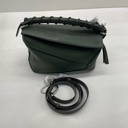 Loewe Puzzle Edge Braided Handle Small Dark Green Nappa Calfskin leather Crossbody bag