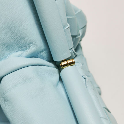 Bottega Veneta Pouch Large Intrecciato Light Blue Calfskin Leather