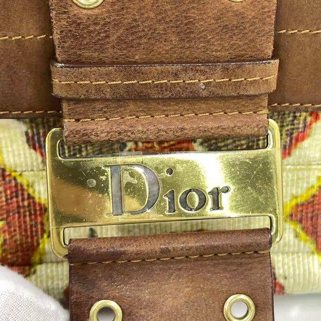 Dior Limited Edition Rare Columnbus Dior Strict Chic Brown Multicolor Velvet Bag