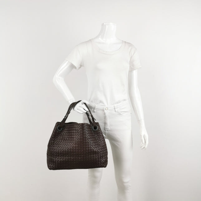 Bottega Veneta Garda Dark Brown Intrecciato Nappa Leather Large 33cm