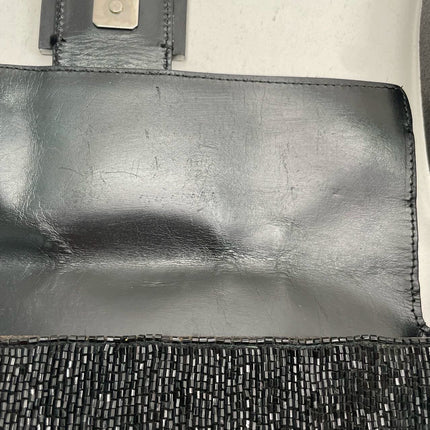 Fendi Baguette Vintage Black Glitter Beads Shoulder Bag