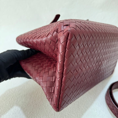 Bottega Veneta Roma Handbag Bag Intrecciato Nappa Leather Burgundy Small 30cm