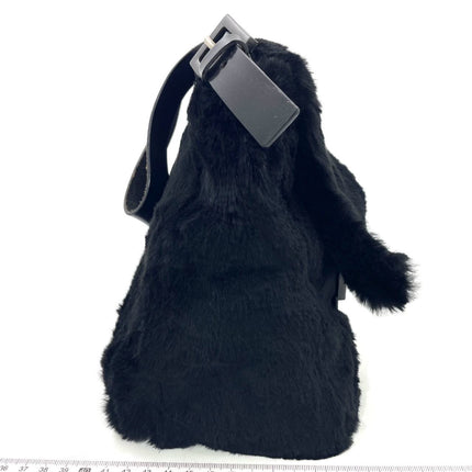 Fendi Mamma Baguette Black Faux Fur Shoulder Bag