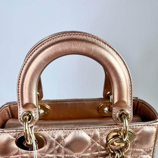 Lady Dior ABCdior Small Pink Irediscent and Metallic Cannage Lambskin Handbag