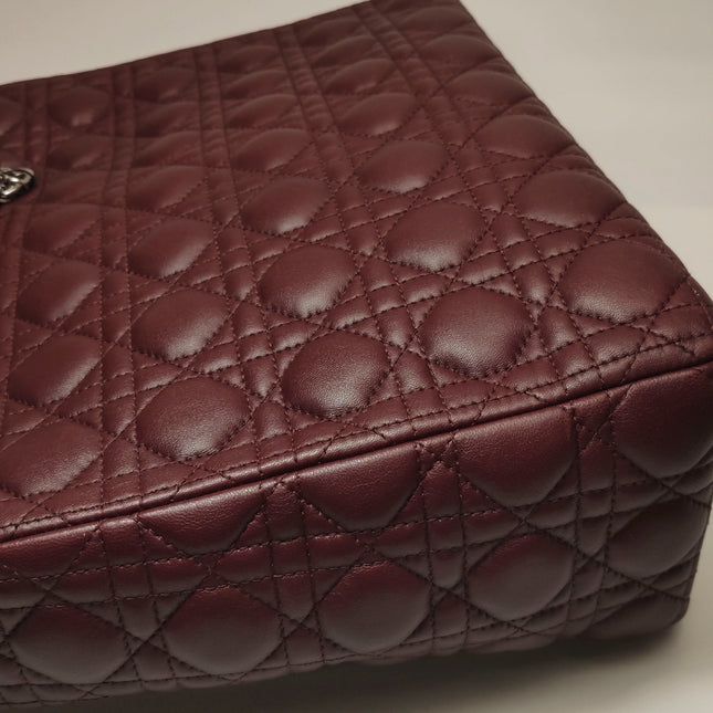Lady Dior Large Bag Burgundy Lambskin Cannage Leather