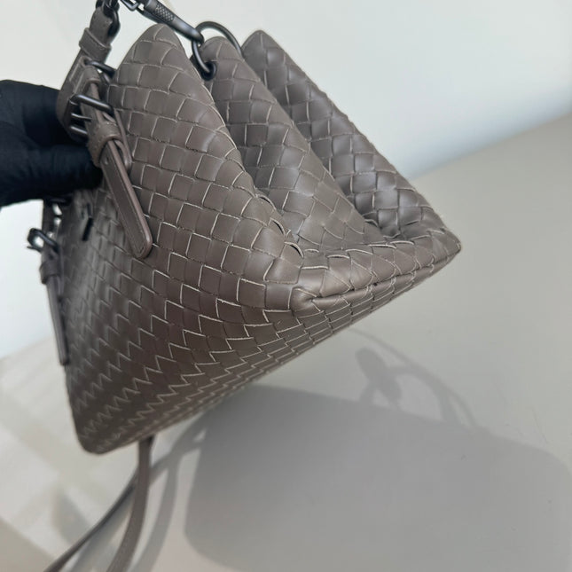 Bottega Veneta Roma Handbag Bag Intrecciato Nappa Leather Grey Mini 25cm