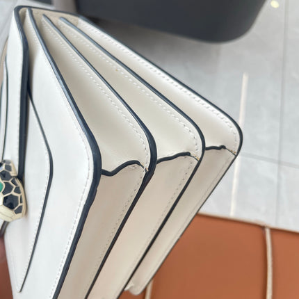 Bvlgari Serpenti Forever Small Leather Top Handle Crossbody Bag White