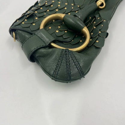 Gucci Horsebit 1955 Chain Green Leather and Gold Studs