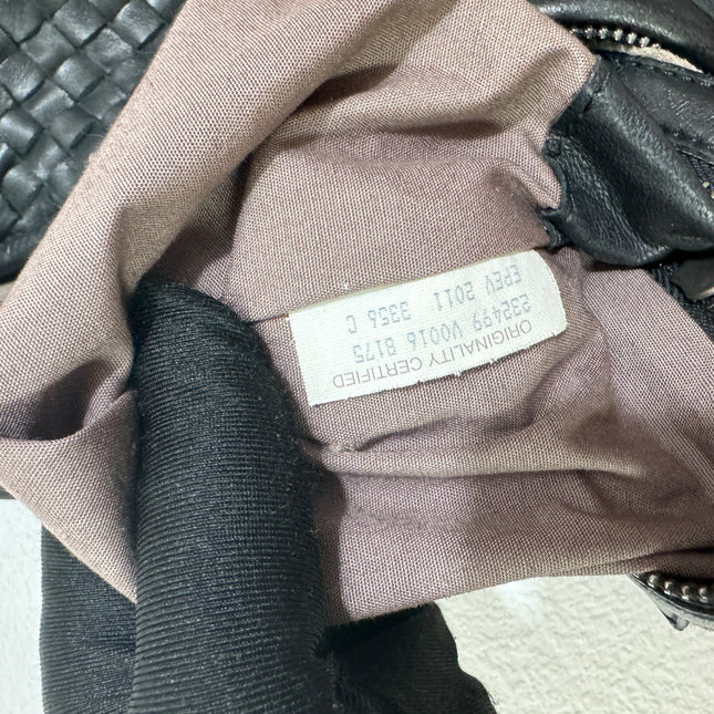 Sold Bottega Veneta Black Belly Hobo Intrecciato Nappa Leather Handbag
