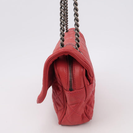 Chanel Shiva Flap Bag Distressed Pink Aged Calfskin Leather Antiqued Silver Hardware