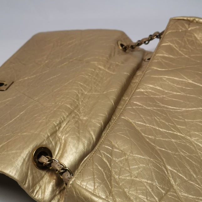 Chanel Paris Bombay Pondicherry Flap Bag Quilted Large Gold Shiny Calfskin Leather