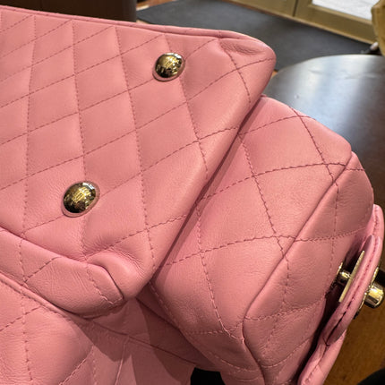 Chanel Cambon Large Pink Calfskin Leather Double Strap Handbag