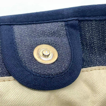 Chanel Deauville Tote Navy Denim Cloth Leather Chain Strap Small 34cm