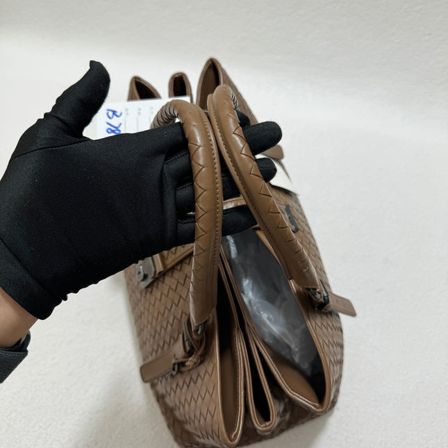 Bottega Veneta Roma Large Intrecciato Nappa Leather Caramel Brown Tan 35cm No Strap