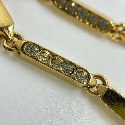 Celine Bracelet Vintage Gold Plated Crystals Embellished Gold Bar Links