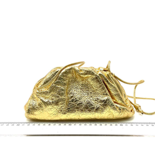 Sold Bottega Veneta Pouch Mini Gold Lambskin Leather Crossbody Bag