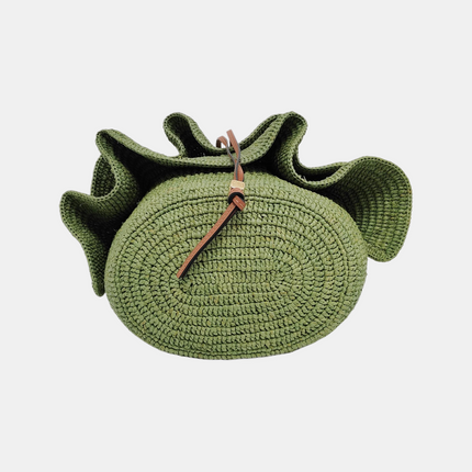 Loewe Raffia Ballon Ruffles Green Bucket Shoulder Bag 2022
