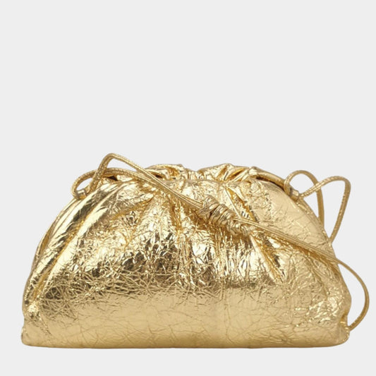 Bottega Veneta Pouch Mini Gold Lambskin Leather Crossbody Bag-Luxbags