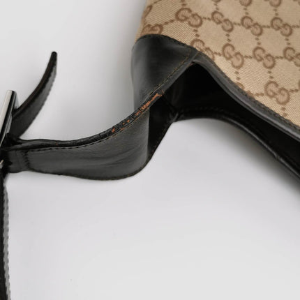 Sold Gucci Jackie Vintage Medium Monogram Canvas Black Leather Shoulder Bag