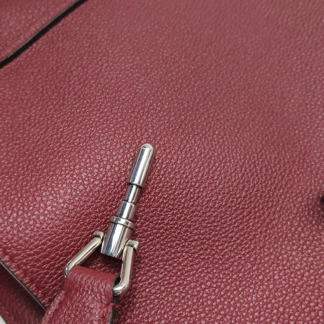 Gucci Jackie 1961 Burgundy Large Pebbled Leather Shoulder Bag with Strap