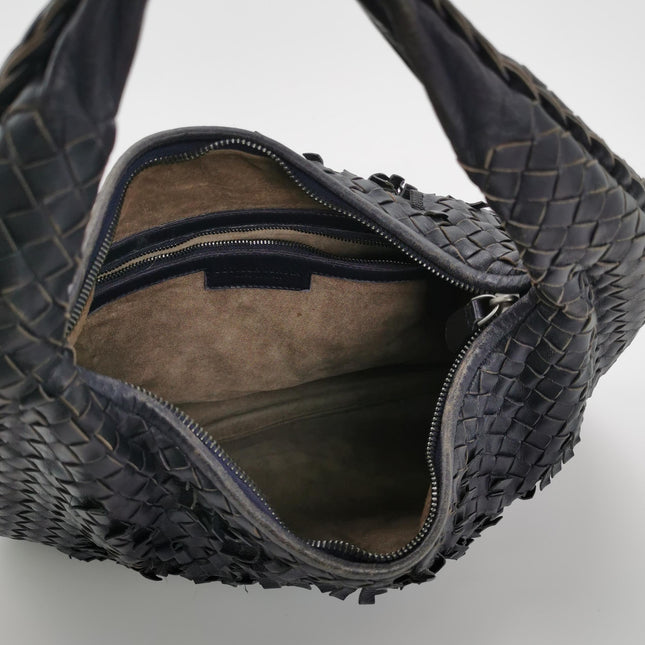 Bottega Veneta Veneta Hobo Midnight Dark Navy Intrecciato Leather Bag 40cm