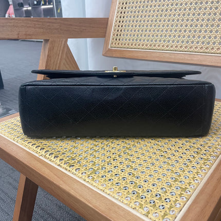 Chanel Classic Flap Maxi 2011 Black Caviar Leather Double Flap with Gold Hardware