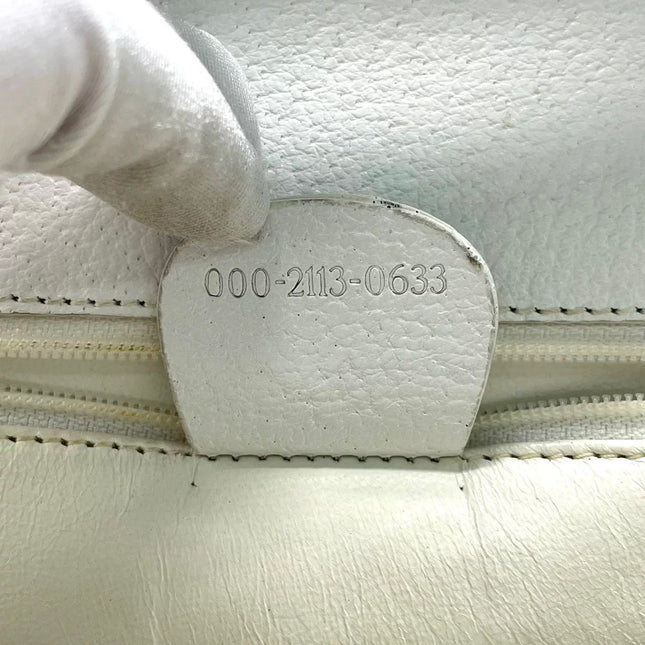 Gucci Bamboo 1947 Medium Vintage White Grained Leather With Strap