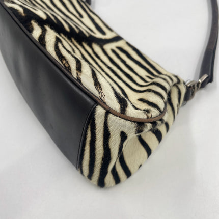 Prada Zebra Print Ponyhair Calfskin Leather Shoulder Bag