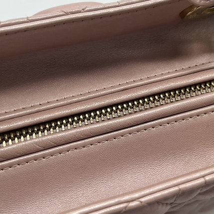 Lady Dior Medium Handbag Pearlescent Pink Cannage Leather Gold Hardware