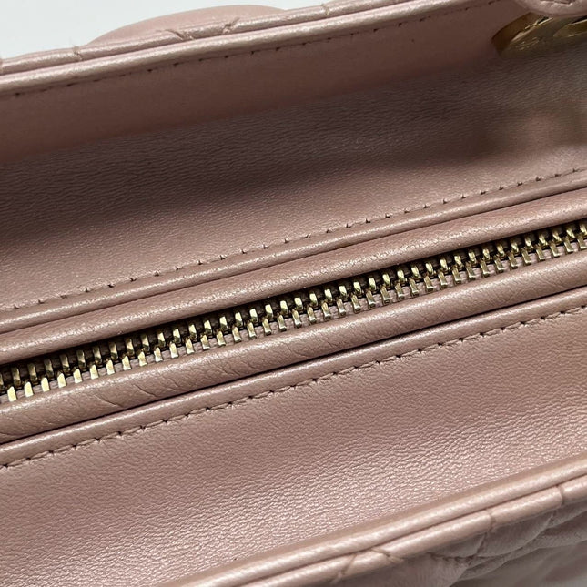 Lady Dior Medium Handbag Pearlescent Pink Cannage Leather Gold Hardware