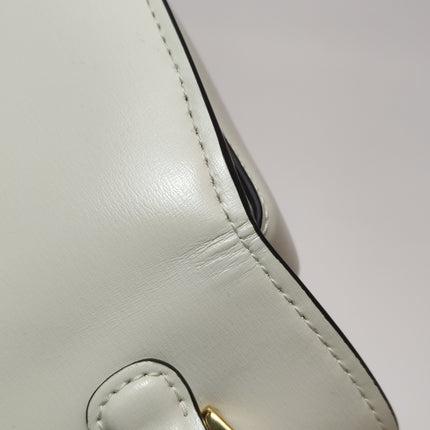Gucci Bamboo 1947 Top Handle Bag Small White Box Leather Canvas Strap