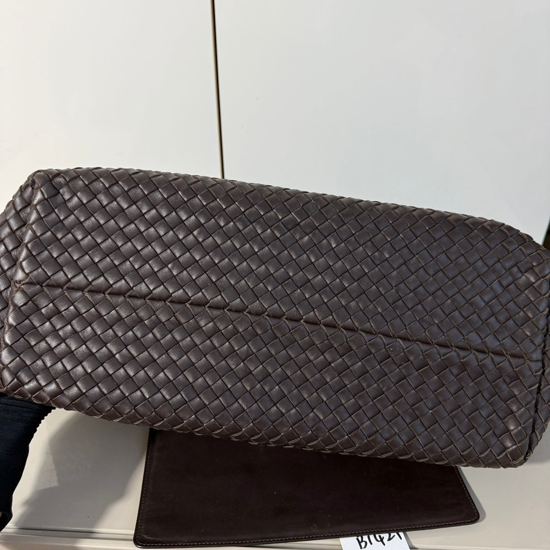 Bottega Veneta Cabat Tote Intreccio Leather Dark Chocolate Brown 40cm