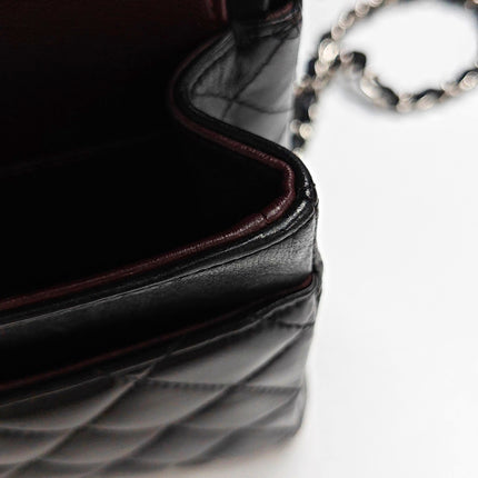Chanel Timeless Classic Flap Medium 2014 Black Lambskin Leather Silver Hardware