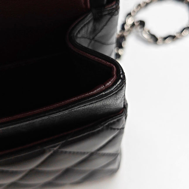 Chanel Timeless Classic Flap Medium 2014 Black Lambskin Leather Silver Hardware