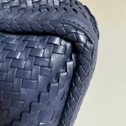 Loewe Puzzle Small Leather Woven Braided Navy Crossbody Bag