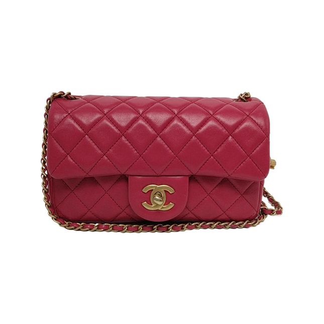 Chanel Classic Flap Rectangular Coco Crush Mini Rose Pink Lambskin Gold Hardware 2020-Luxbags