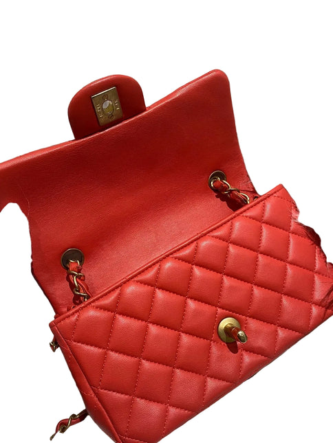 Chanel Classic Flap Mini 2019 Red Lambskin Leather Gold Hardware