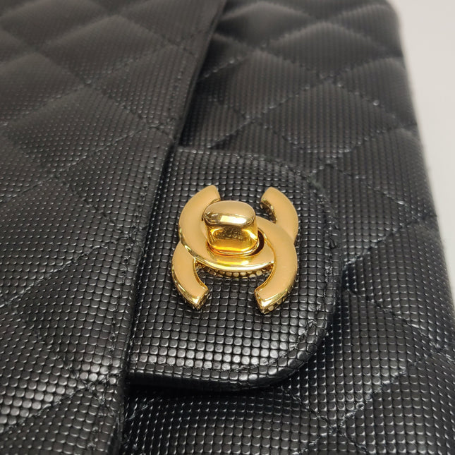 Chanel Classic Flap Medium 2016 Black Pixel Effect Calfskin Leather Gold Hardware