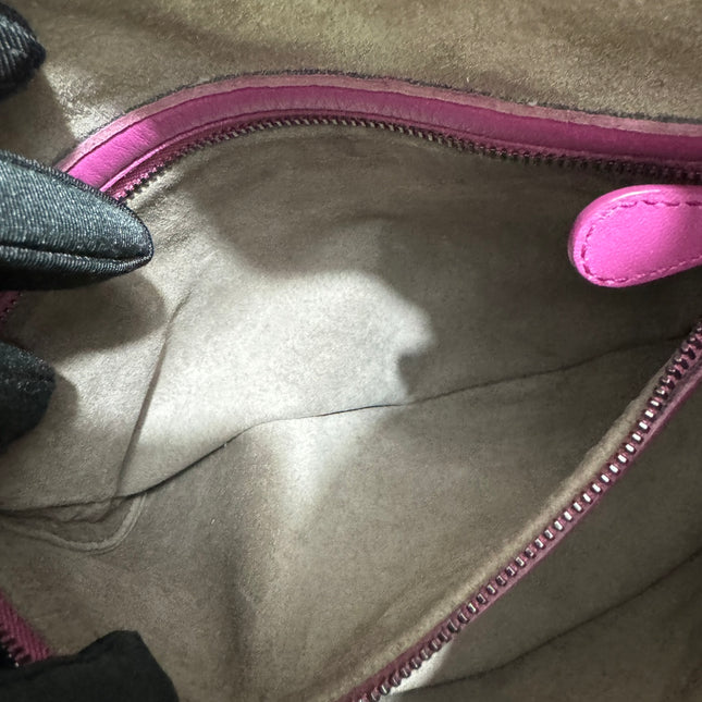 Sold Bottega Veneta Veneta Hobo Medium Deep Fuchsia Pink Intrecciato Leather Bag 40cm