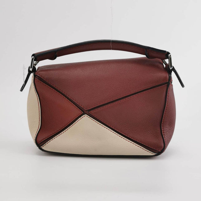 Sold Loewe Puzzle Mini Multicolor Burgundy Calfskin Leather Crossbody Bag