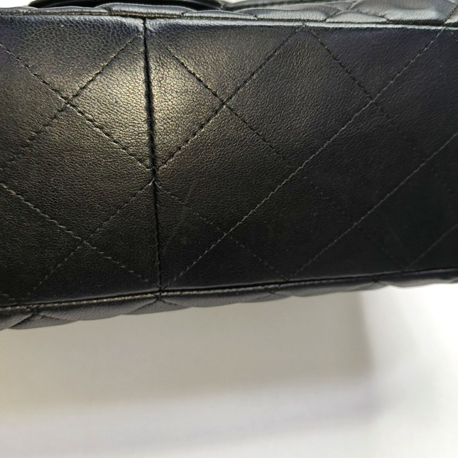 Chanel Classic Flap Jumbo Black Lambskin Leather Single Flap with Silver Hardware