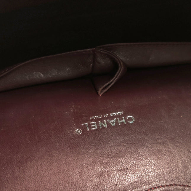 Chanel Classic Flap Maxi Black Caviar Leather Double Flap Sliver Hardware